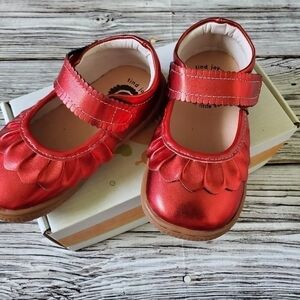 Livie and Luca Ruche Mary Jane Shoes Metallic Red NIB